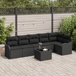 Ensemble de Canapé de Jardin de 7 Pièces avec Coussins en Poly Rattan Beige