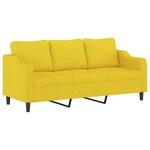 vidaXL Ensemble de canapés 3 Pièces avec coussins jaune clair tissu