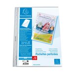 Sachet De 10 Pochettes Perforées Ouverture Haut Et Côté - Polypropylène Lisse 6/100e - A4 - Cristal - X 10 - Exacompta