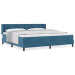 Lit à ressort vidaXL avec matelas bleu foncé 200x200 cm en velours