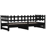 vidaXL Lit coulissant Noir 2x(80x200) cm Bois de pin massif