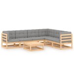 vidaXL Salon de jardin 7 Pièces avec coussins Bois de pin massif