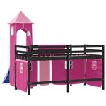 vidaXL Lit mezzanine enfants avec tour rose 80x200cm bois pin massif