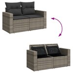Canapé de Jardin 14 pièces avec Coussins Gris Poly Rotin Acacia vidaXL