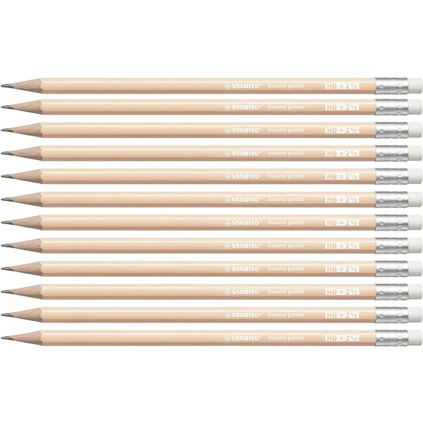 Crayon graphite swano pastel hb bout gomme x 12 stabilo
