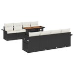 Set de Canapés de Jardin 9 Pièces vidaXL avec Coussins Noir Poly Rattan