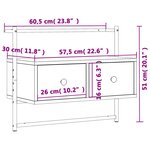 vidaXL Meuble TV mural sonoma gris 60 5x30x51 cm bois d'ingénierie