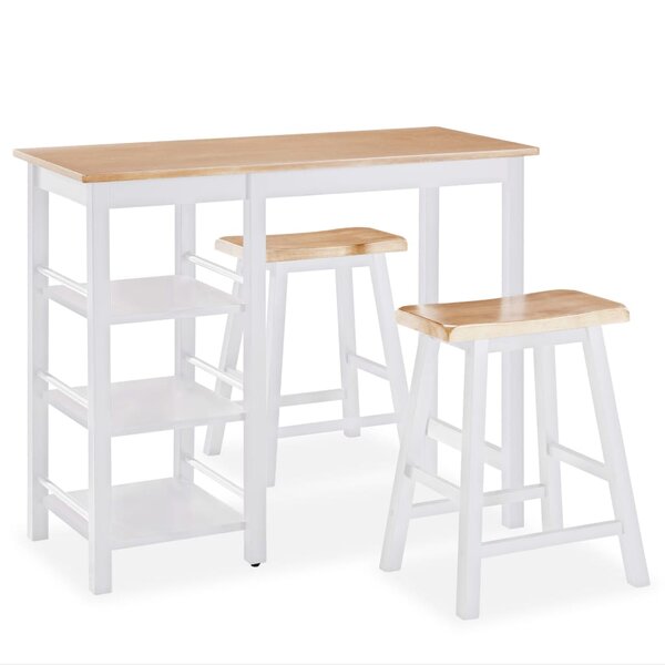 vidaXL Ensemble de bar 3 Pièces MDF Blanc