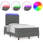 vidaXL Lit à ressorts avec matelas et lumière LED gris foncé 120x190 cm en tissu