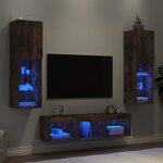 vidaXL Unités murales TV avec LED 5 Pièces chêne fumé bois d'ingénierie