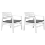 Salon de jardin meuble d'extérieur ensemble de mobilier 3 pièces plastique blanc 02_0016062