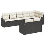 vidaXL Ensemble de canapé de jardin en 8 pièces avec coussins en poly rattan noir