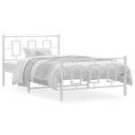 vidaXL Cadre de lit métal avec tête de lit/pied de lit blanc 107x203cm