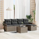 vidaXL Ensemble de canapés de jardin 6 pièces avec coussins gris en poly rotin