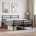 vidaXL Cadre de lit métal sans matelas avec pied de lit noir 120x190cm