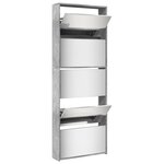 vidaXL Armoire à chaussures miroir 5 niveaux gris béton 63x17x169 5 cm