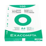 Étui de 100 fiches bristol quadrillé 5x5 perforé 210x297mm Blanc EXACOMPTA