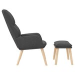 vidaXL Chaise de relaxation avec tabouret Gris foncé Tissu