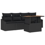 vidaXL Ensemble de canapé de jardin 5 pièces avec coussins en poly rattan noir