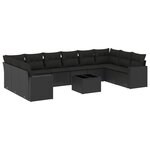vidaXL Salon de jardin 11 Pièces avec coussins noir résine tressée