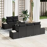 vidaXL Ensemble de Canapé de Jardin 6 pièces avec Coussins Noir Poly Rattan