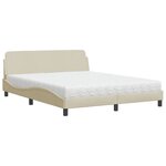 vidaXL Lit avec matelas crème 160x200 cm tissu