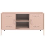 vidaXL Meuble TV rose 100 5x39x50 5 cm acier
