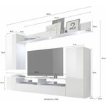 Ensemble meuble TV DOS - 3 Portes - LED - Mélamine blanc mat et brillant - 208 x 33 x 165 cm