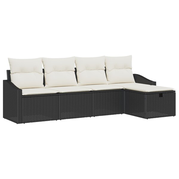 vidaXL Ensemble de Canapés de Jardin de 5 Pièces avec Coussins Noir Rattan Synthétique