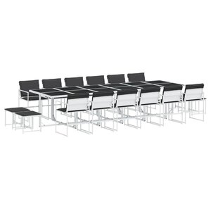 vidaXL Ensemble à manger de jardin avec coussins 17Pièces blanc textilène