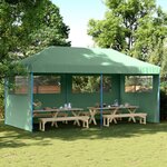 vidaXL Tente de réception pliable escamotable 3 parois latérales vert
