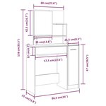 vidaXL Coiffeuse avec miroir Sonoma gris 86 5x35x136 cm