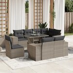 vidaXL Salon de jardin 9 Pièces avec coussins gris clair résine tressée