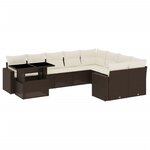 vidaXL Salon de jardin 10 Pièces avec coussins marron résine tressée