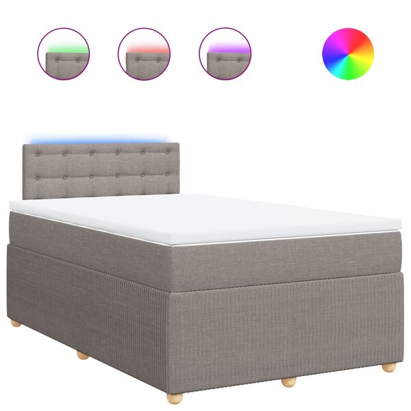vidaXL Sommier à lattes de lit avec matelas Taupe 120x200 cm Tissu