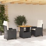 vidaXL Ensemble à manger de jardin avec coussins 3 Pièces Noir