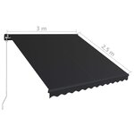 vidaXL Auvent manuel rétractable 300x250 cm Anthracite