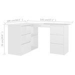 vidaXL Bureau d'angle Blanc brillant 145x100x76 cm Bois d'ingénierie
