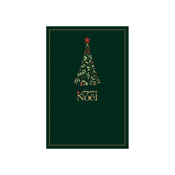 Carte De Voeux - Joyeux Noël Sapin Vert Et Rouge