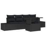 vidaXL Ensemble de canapés de jardin de 5 pièces avec coussins en noir poly rotin
