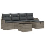 vidaXL Ensemble de Canapé de Jardin de 6 Pièces avec Coussins Gris Poly Rattan