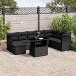 vidaXL Salon de jardin 9 Pièces avec coussins noir résine tressée