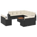 vidaXL Salon de jardin 12 Pièces avec coussins noir résine tressée