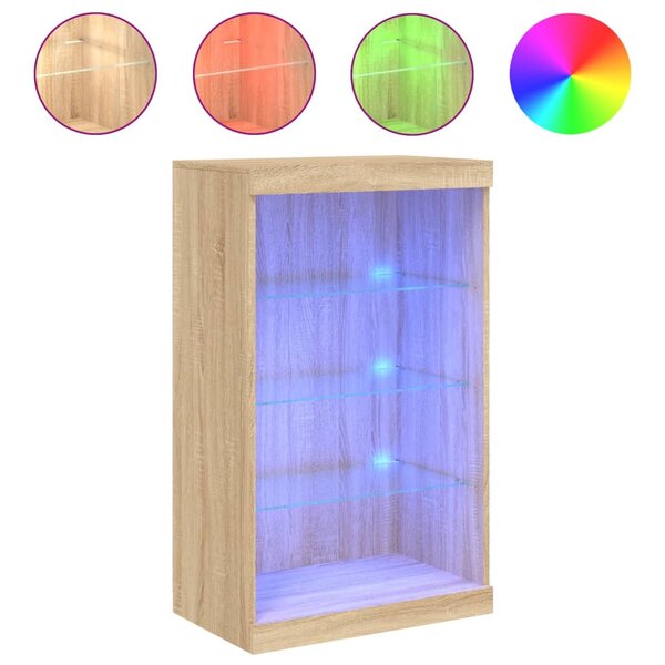 vidaXL Buffet avec lumières LED chêne sonoma 60 5x37x100 cm