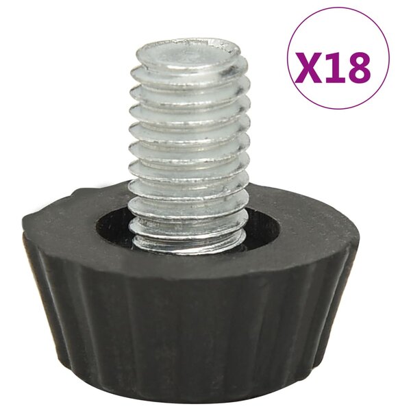 vidaXL Pieds de meubles réglables M8 18 Pièces Noir