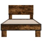 vidaXL Cadre de lit chêne fumé 100x200 cm bois d'ingénierie et métal