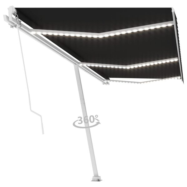 vidaXL Auvent manuel rétractable avec LED 600x300 cm Anthracite