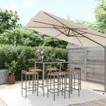 vidaXL Ensemble de bar jardin 7 Pièces gris poly rotin/bois massif acacia
