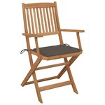 vidaXL Chaises pliables d'extérieur et coussins lot de 8 Bois d'acacia