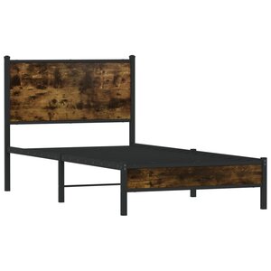 vidaXL Cadre de lit en métal sans matelas chêne fumé 75x190 cm